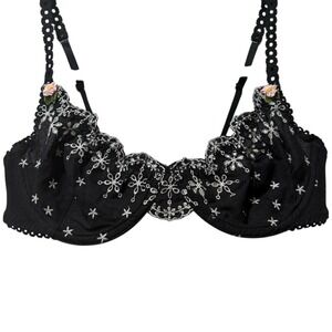 NWT Free People Sweet Sugar Black Underwire Floral‎ Whimsy Eyelet Bra 34C